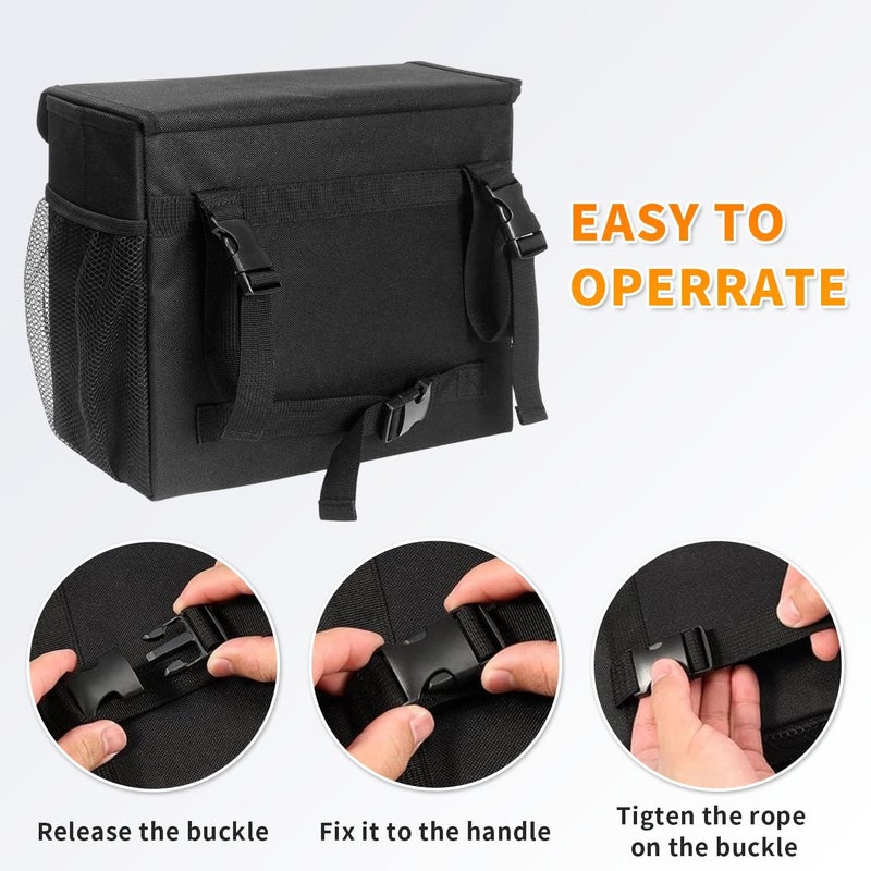 Jenlan Mobility Scooter Bag for Wheelchairs & Rollators - 13x5.9x10.2inch Storage Organizer Pouch with Laptop Pocket, Cup Holders | Waterproof Scooter Basket for Essentials, Phones, Accessories - Image 5